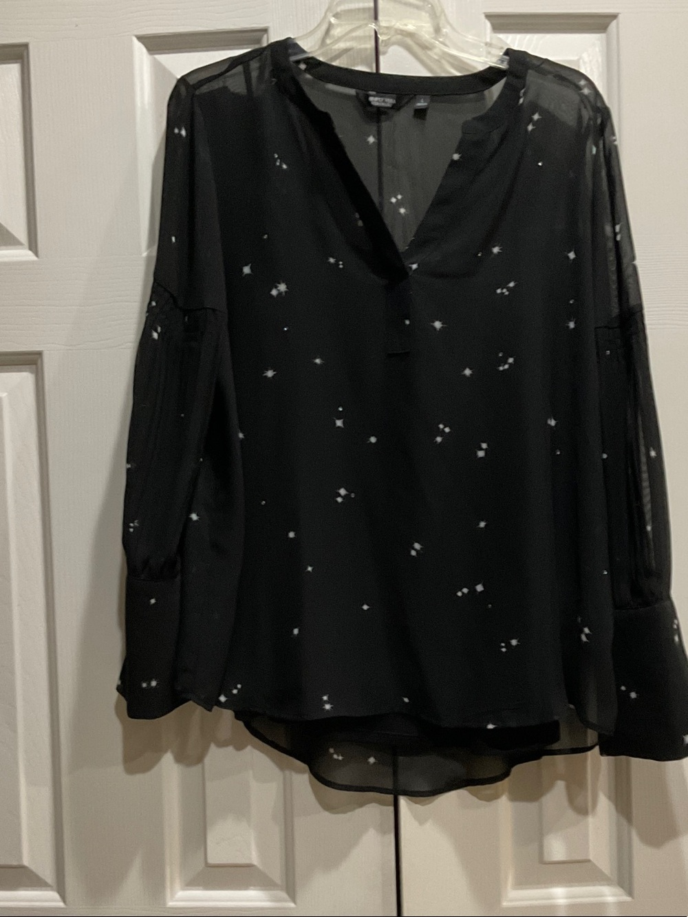 Simply Vera Vera Wang Black Star-Print Sheer Blouse